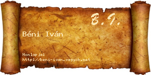 Béni Iván névjegykártya